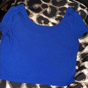 Blue Short Sleeved Crop Top